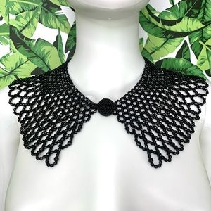 Retro Black Beaded Peter Pan Collar Necklace